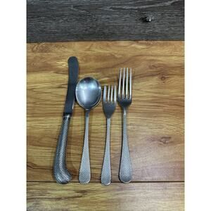 VTG Gentry ABBEY SHEFFIELD ENGLAND Glossy Textured Stainless 4 Pc Flatware Set